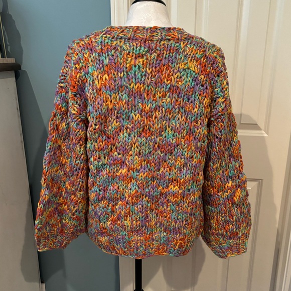 Rainbow Chunky Knit Cardigan Sweater - Picture 6 of 8
